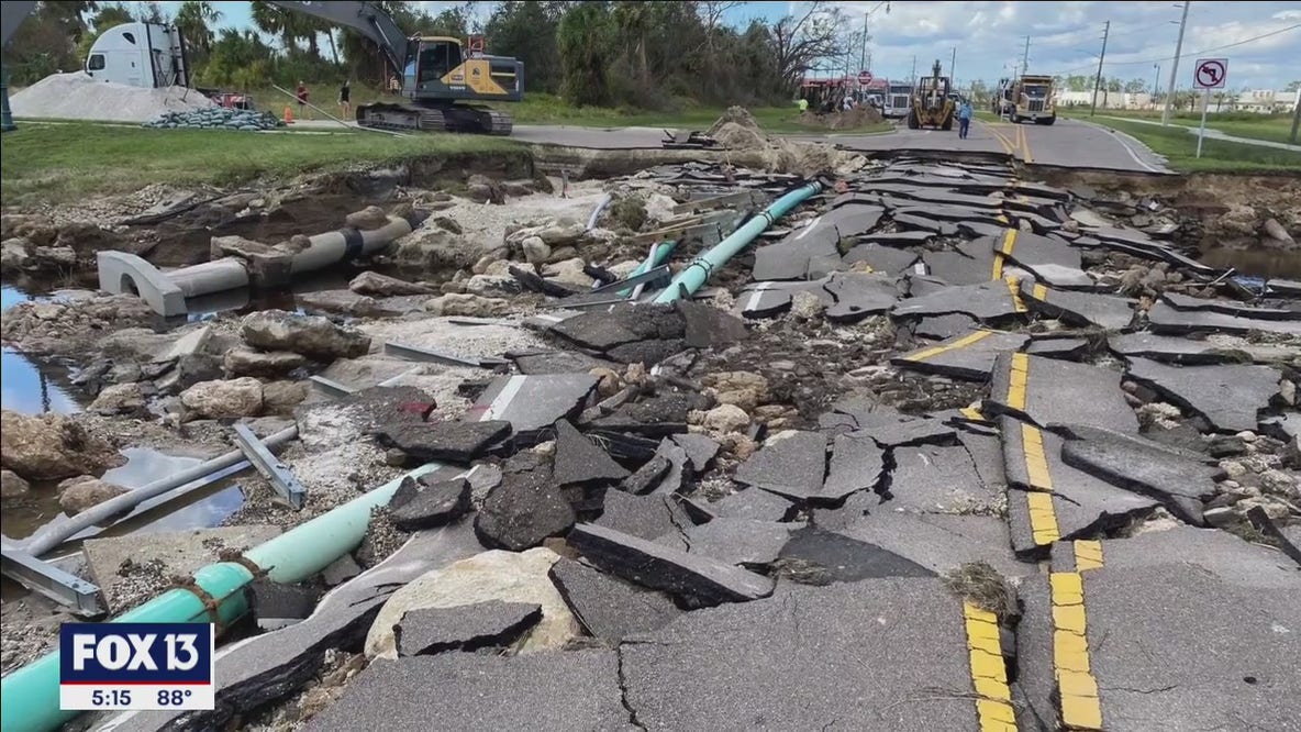 Road repairs after Hurricane Ian